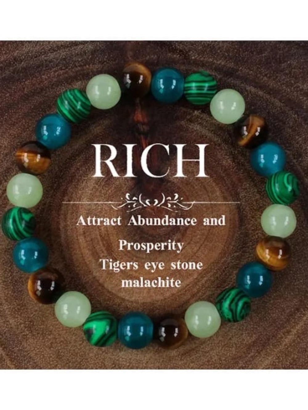 RICH Tiger Eye & Malachite Beaded Bracelet - Green Blue Brown